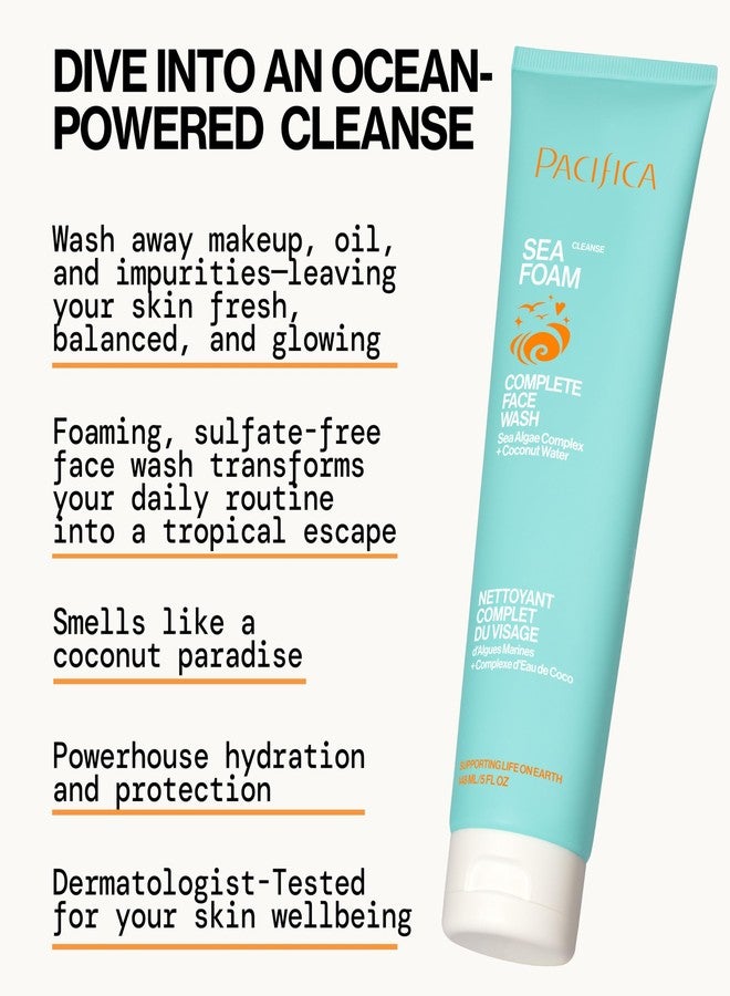 Pacifica Face Wash Duo – Glow Baby Vitamin C Brightening Cleanser + Sea Foam Gentle Cleanser, Daily Exfoliating Face Wash Set for All Skin Types, Sulfate-Free, Vegan - Image 4